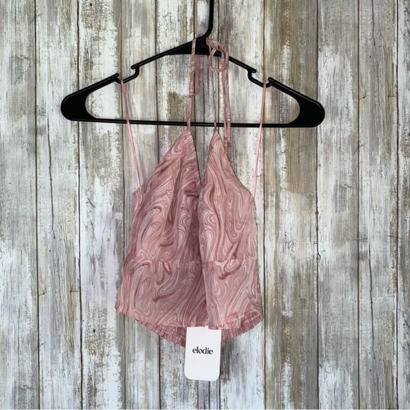 NWT Elodie Ruched Strappy Pink Halter Crop - Picture 4 of 10